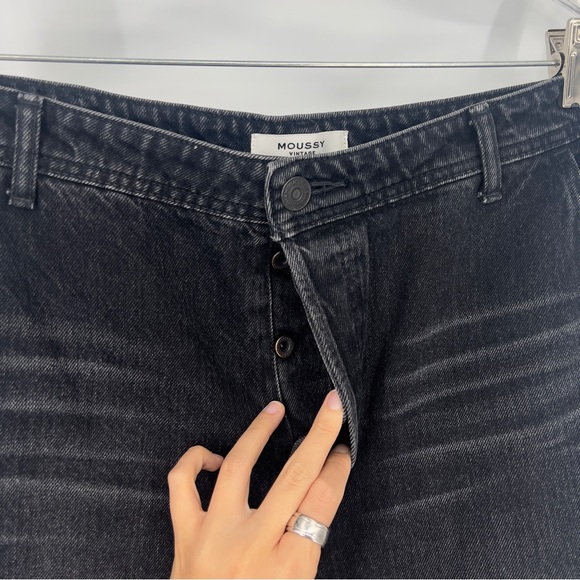 Moussy Vintage Elba Center Press Black Wide Leg Crop Designer Denim Jeans 30 - Picture 5 of 11